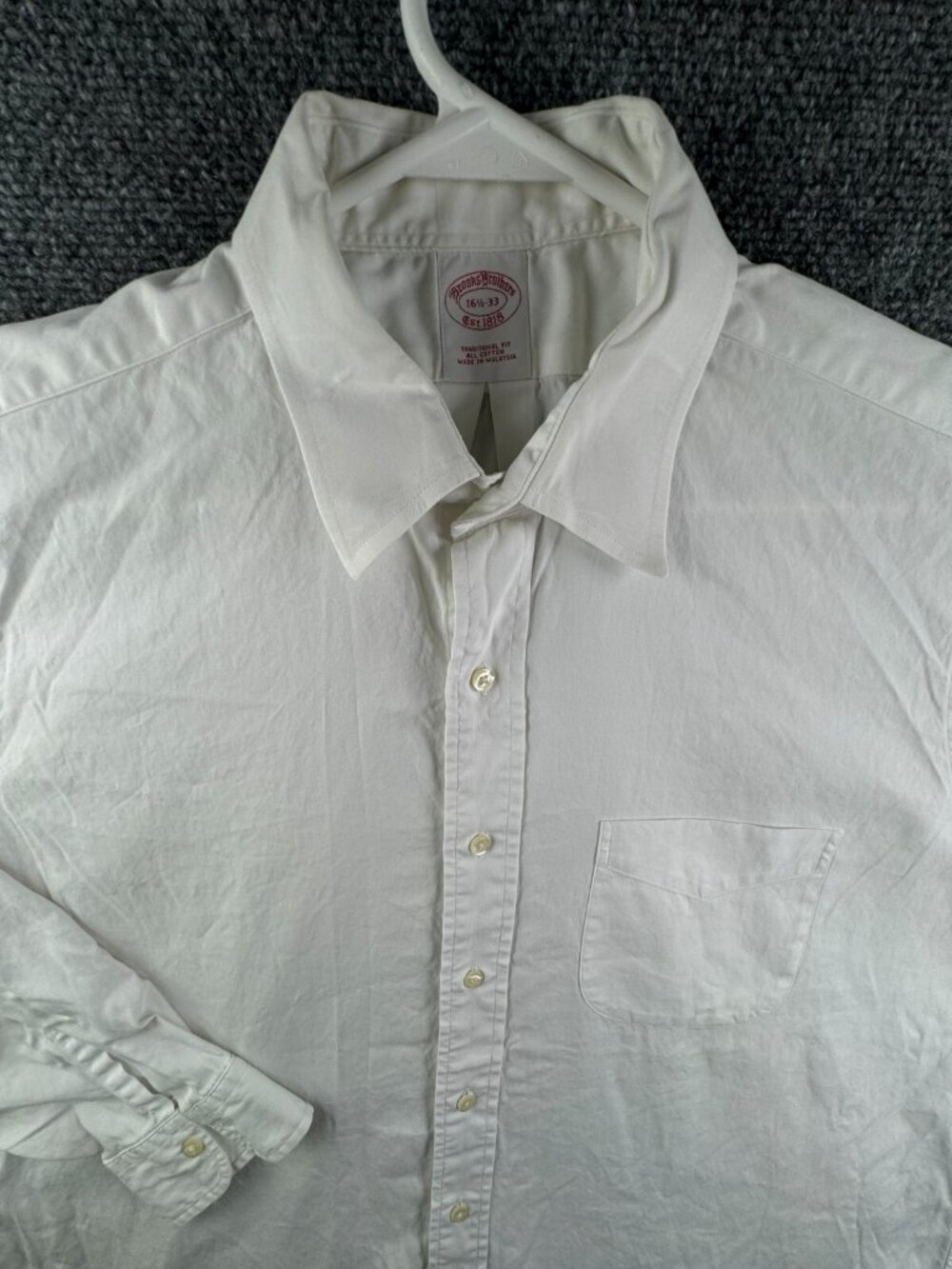 Brooks Brothers Cotton Button Up Shirt Long Sleeve White 16.5 33 Traditional Fit